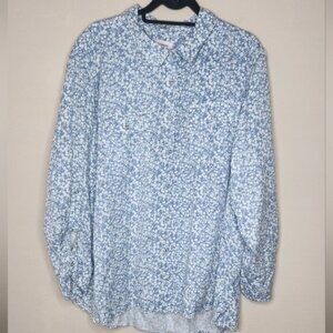 Molly & Isadora log sleeve button down floral plus size 3X lyocell top
